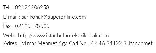 Hotel Sar Konak telefon numaralar, faks, e-mail, posta adresi ve iletiim bilgileri